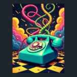 Dial into Neon Dream - Retro Surreal Pop Art Poster<br><div class="desc">Gå tillbaka i tiden och vrid in i en surrealistisk dimension med den här vibrerande teckningen, där nostalgia tar en fantastisk vändning. I biet berättas om en roterande vintage med en ikonisk mobil, som inte uppfattas som en relik utan som en central del av ett högenergidrömmande popkonscape. Den glansigt söta...</div>