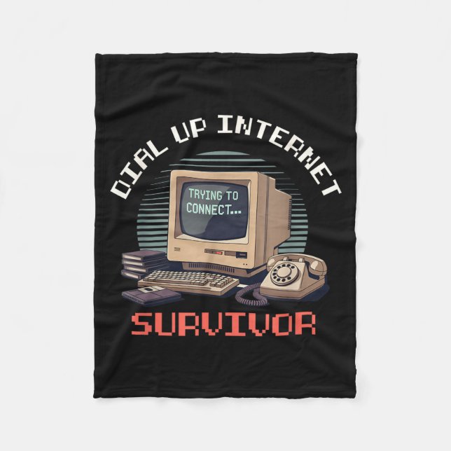 Dial Up Internet Survivor Funny Retro Computer Lov Fleecefilt (Framsidan)