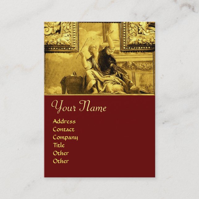 Dialektik Monogram, guld gult röd Visitkort (Framsida)