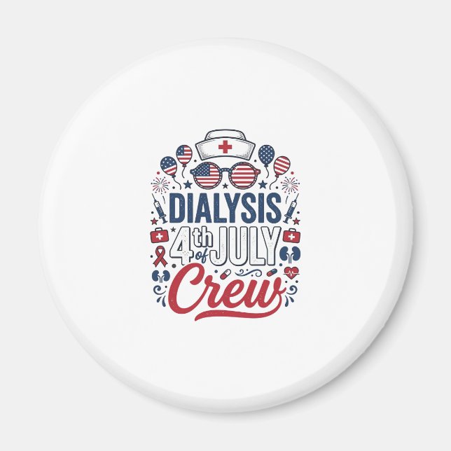 Dialys 4:e juli Sjuksköterska Patriotisk Tröja De Magnet (Framsidan)