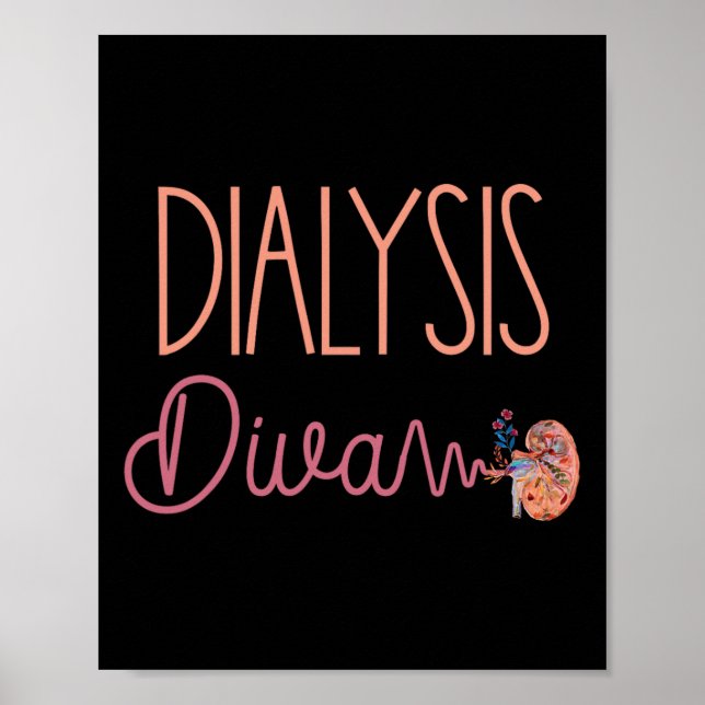 Dialys Diva Technician Nurse Patient Cute Kidney Poster (Framsidan)