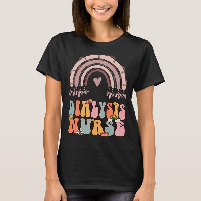 Dialys Nefrology Nursing Groovy Retro Rai T Shirt (Framsida)
