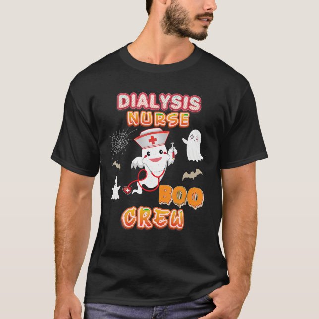 Dialys Nurse Boo Crew Halloween Ghost Witch Pump T Shirt (Framsida)