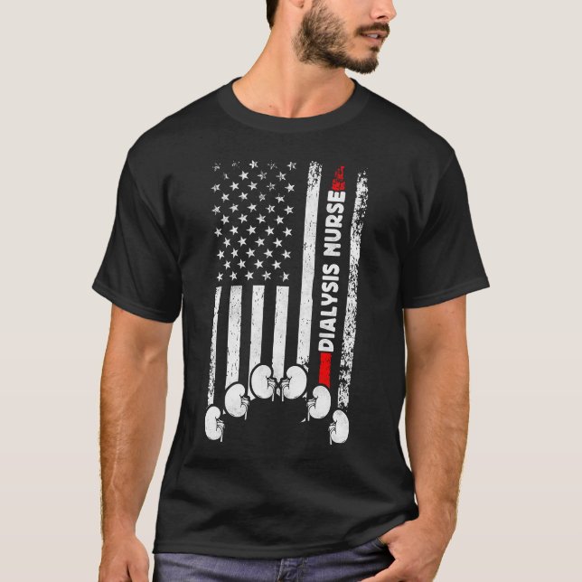 Dialys Nurse Dialysis Nurse American Flagga T Shirt (Framsida)
