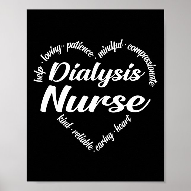 Dialys Nurse Heart Ord Cloud Poster (Framsidan)