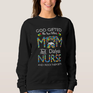 Dialys Nurse Messy Bun Autism Kärlek Heart Stethos T Shirt