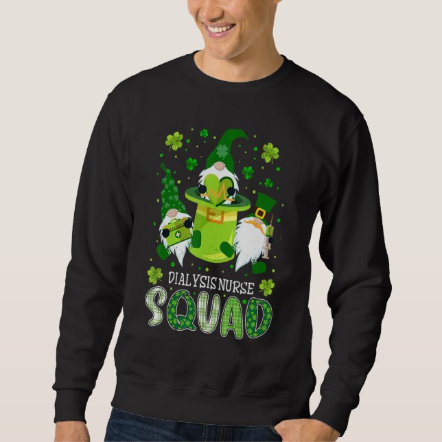 Dialys Nurse Squad Nursing St Patrick Day Gnomes Lång Ärmad Tröja (Framsida)