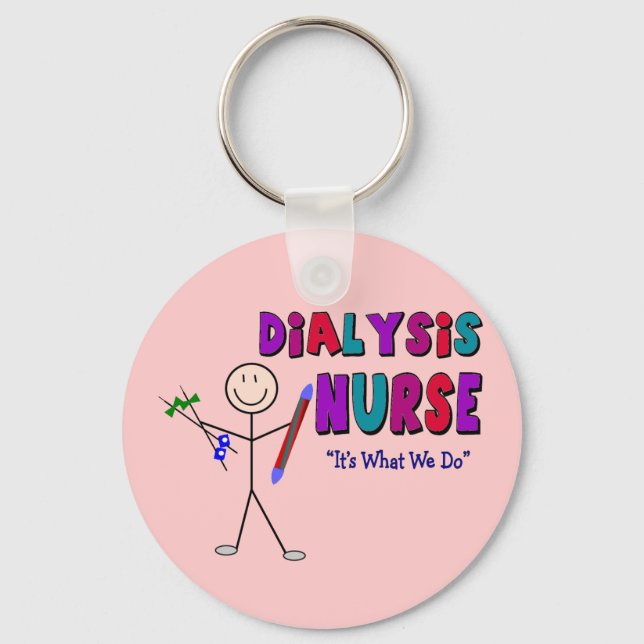 Dialys Nurse Stick Person Design Nyckelring (Framsida)