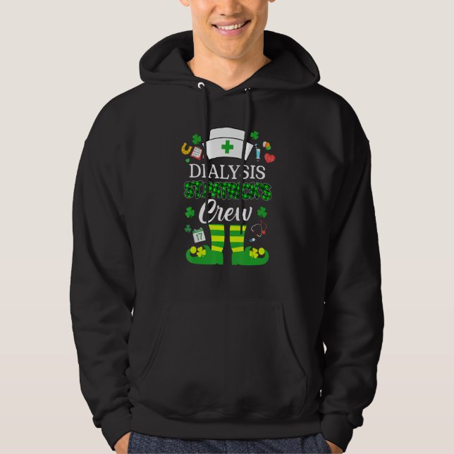 Dialys Patricks Nurse Crew St Patrick Day Leprec Hoodie (Framsida)