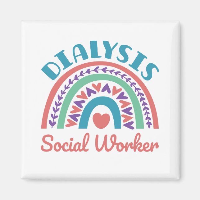 Dialys Social Worker LCSW Renal Rainbow Magnet (Framsidan)