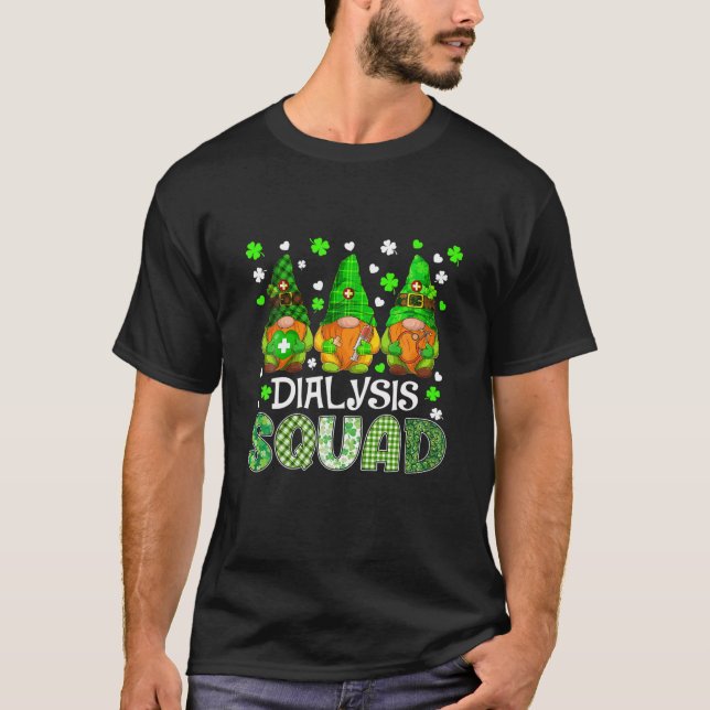 Dialys Squad Gnomies St patricks day Nurse T Shirt (Framsida)