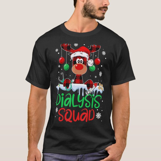 Dialys Squad jul Reindeer Nurse Matching P T Shirt (Framsida)