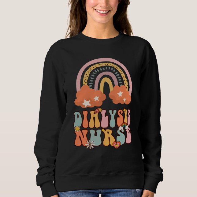 Dialysis Nurse Nephrology Nursing Groovy Retro Rai T Shirt (Framsida)