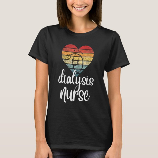Dialysis Technician Nurse Kidney Heartbeat T Shirt (Framsida)