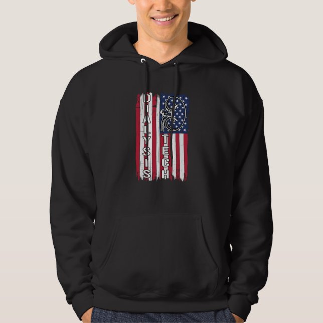 Dialysis Us Flag for Patriotic Dialysis Technician Hoodie (Framsida)