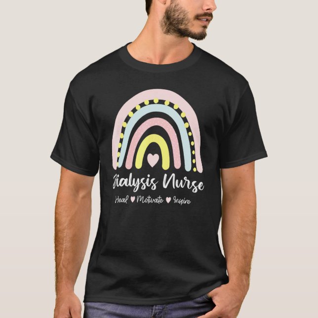 Dialyssjuksköterska Heal Motivate Inspire Boho Rai T Shirt (Framsida)