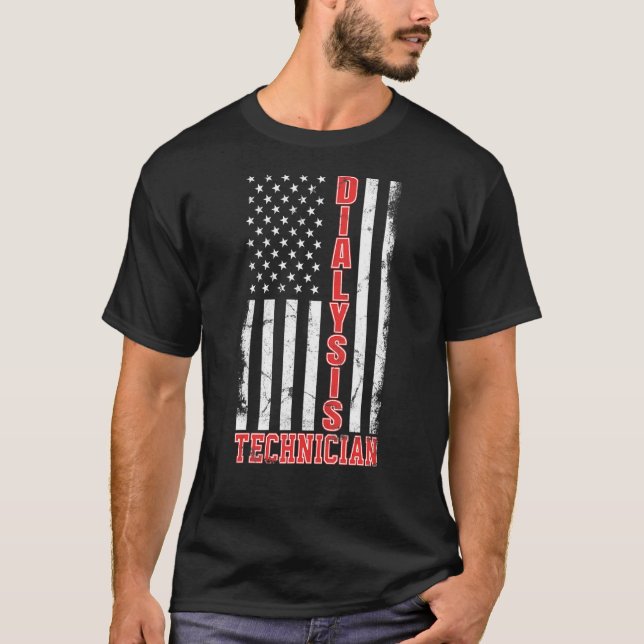 Dialystekniker amerikanska Flagga Nephrology Te T Shirt (Framsida)