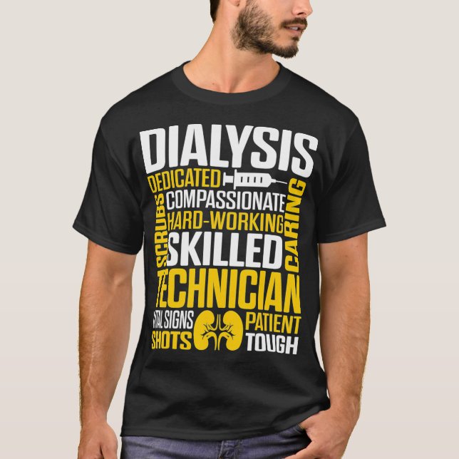 Dialystekniker Maskinverkande Nephrology Tech T Shirt (Framsida)