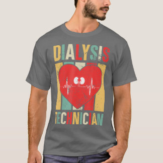 Dialystekniker Retro Heart Nephrology Tech T Shirt