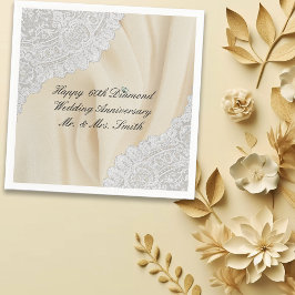 Diamant 60-års bröllopsdag Falsk satin+Lace Pappersservett