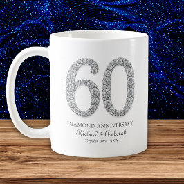 Diamant 60-års bröllopsjubileum kaffemugg
