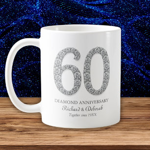 Diamant 60-års bröllopsjubileum kaffemugg