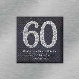 Diamant 60-års bröllopsjubileumsmemento magnet