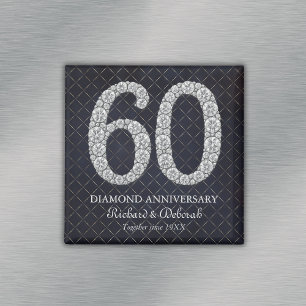 Diamant 60-års bröllopsjubileumsmemento magnet