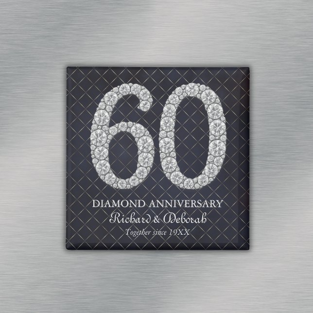 Diamant 60-års bröllopsjubileumsmemento magnet (Diamond 60th Wedding Anniversary Keepsake Magnet
)