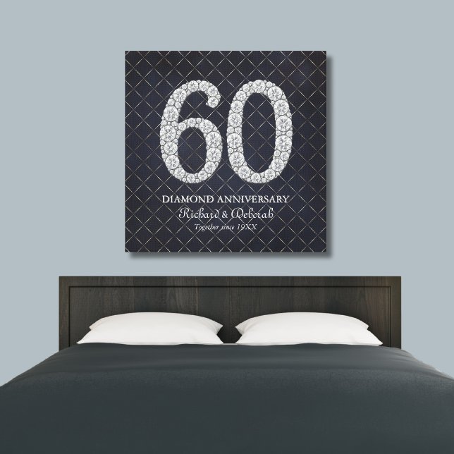 Diamant 60-årsjubileum Äkta Canvastryck (Diamond 60th Wedding Anniversary Real Canvas Print
)