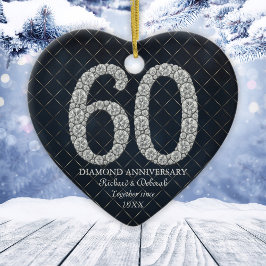 Diamant 60-årsjubileum Anpassad Hjärtform Julgransprydnad Keramik