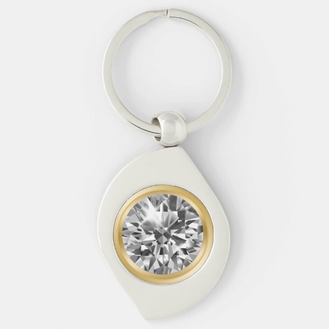 Diamant Bling Keychains Swirl Silverfärgad Nyckelring (Framsidan)