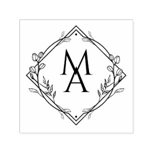 Diamant Blommigt Monogram Självfärgande Stämpel