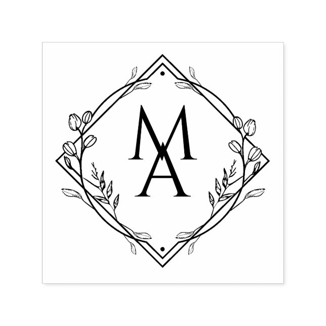 Diamant Blommigt Monogram Självfärgande Stämpel (Design)