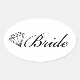 Diamant Bride Sticker på vitt Ovalt Klistermärke