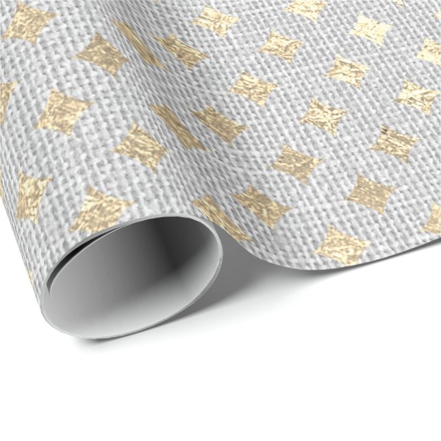 Diamant Clider Foxier Guld Silver Grått VIP Linen Presentpapper (Rullad Hörn)