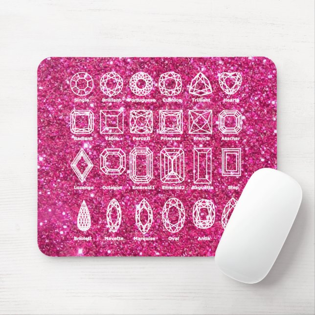 Diamant Cuts_Glitter_rosa Mus Pad Musmatta (Med mus)