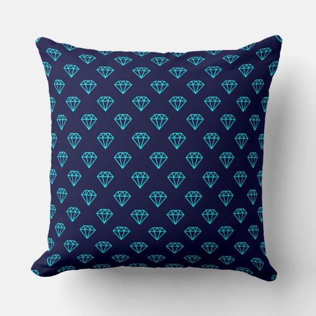 Diamant - cyan på Mörk flottan Kudde (Framsida)