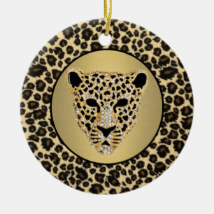 Diamant-Dubbad jaguar Julgransprydnad Keramik