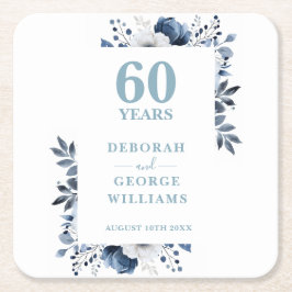 Diamant Elegant Blommig 60-års bröllopsdag  Underlägg Papper Kvadrat