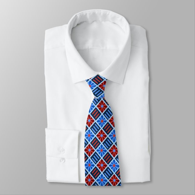 Diamant Flower Geometric Red och Blue Two-sided Slips (Bunden)