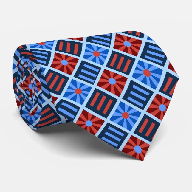 Diamant Flower Geometric Red och Blue Two-sided Slips (Rullad)