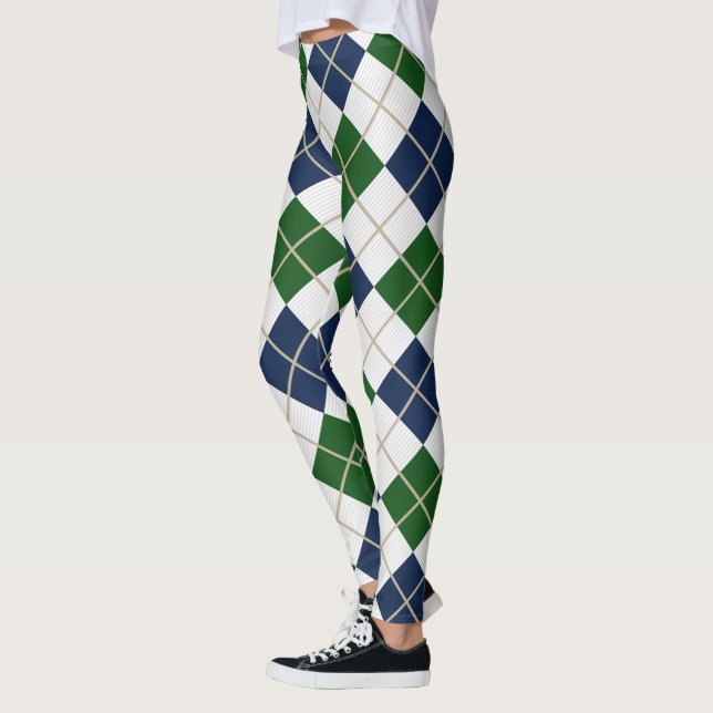 Diamant för grönt för blått för Argyle Harlequin Leggings (Vänster)