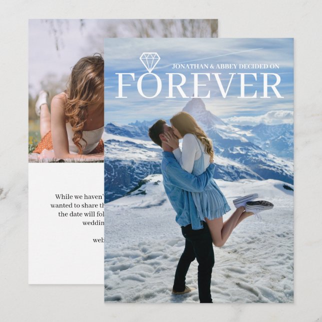 Diamant för Lägg till bild Dubbla Förlovning vid s Inbjudningar (Fram/baksida)