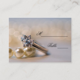 Diamant Förlovning Ring Pearls Bröllop Monteringsk Placeringskort
