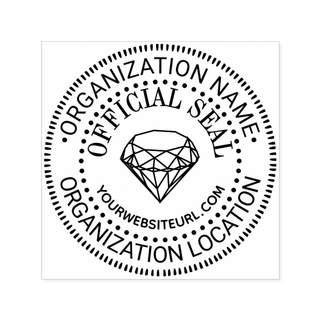 Diamant Generisk Anpassad Officiell Sigill Namn Pl Självfärgande Stämpel (Design)