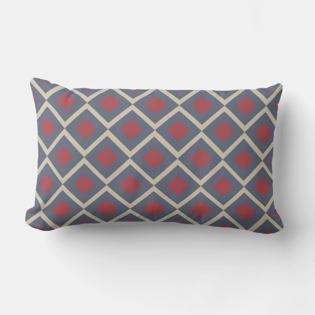 Diamant Geometric Blue Rectangle Dekorativ kudde (Framsida)
