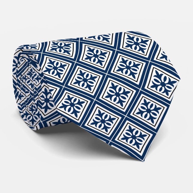 Diamant Geometric Blue & White Tie Slips (Rullad)