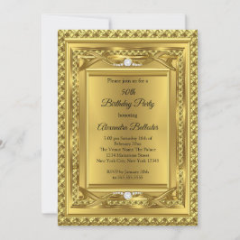 Diamant Guld Elegant Födelsedagsfest Foto Inbjudningar
