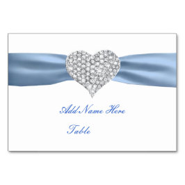 Diamant Heart Blue Bröllop Bord Monteringskort Bordsnummer